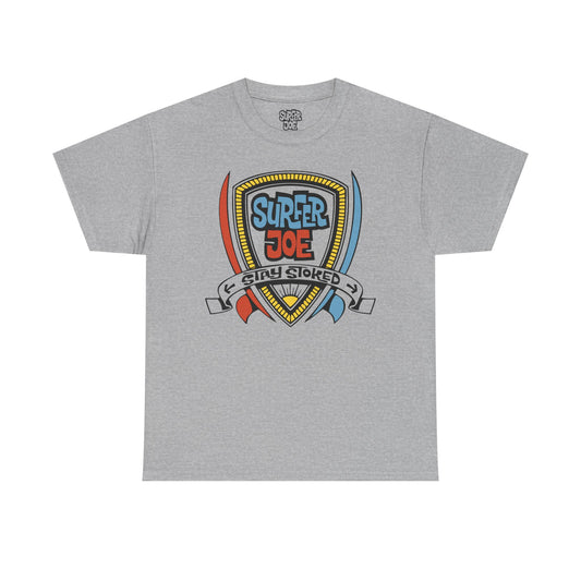 Grey T-Shirt Surfer Joe "Shield" Logo