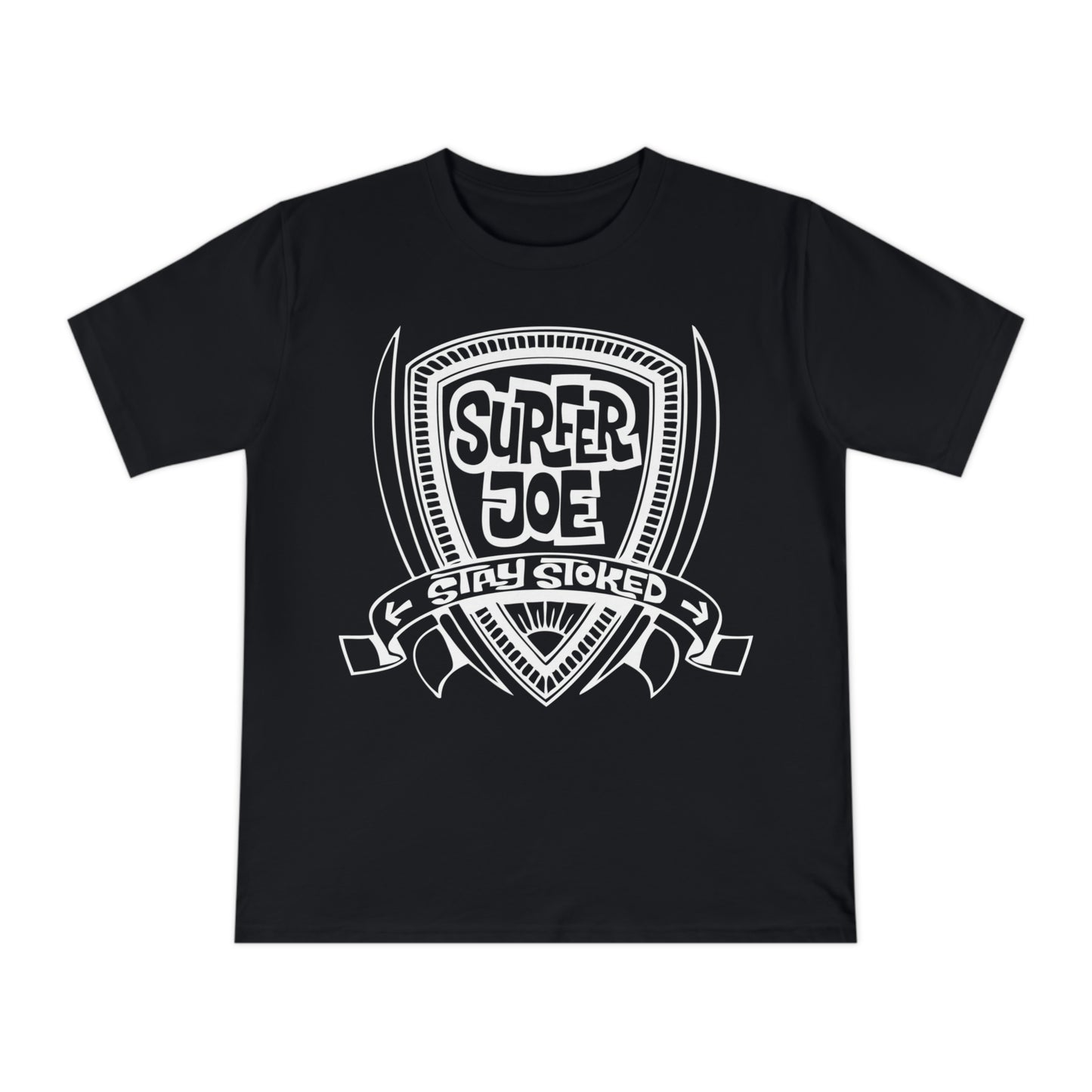 Black T-Shirt Surfer Joe "Shield" Logo